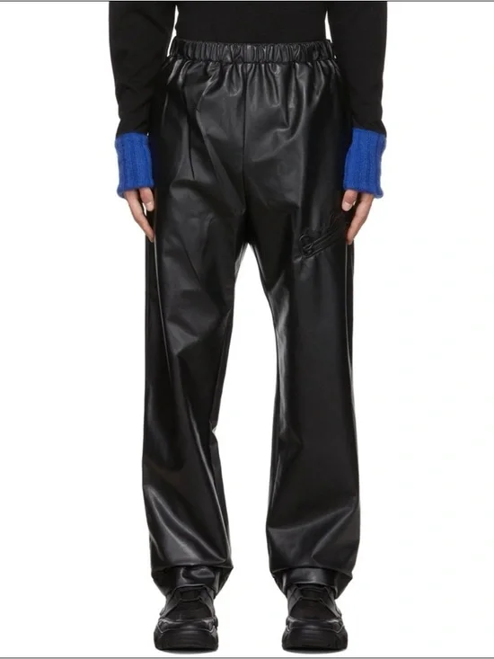 Opening Ceremony Black Faux Leather Men’s Track Pants - Picture 8 of 10